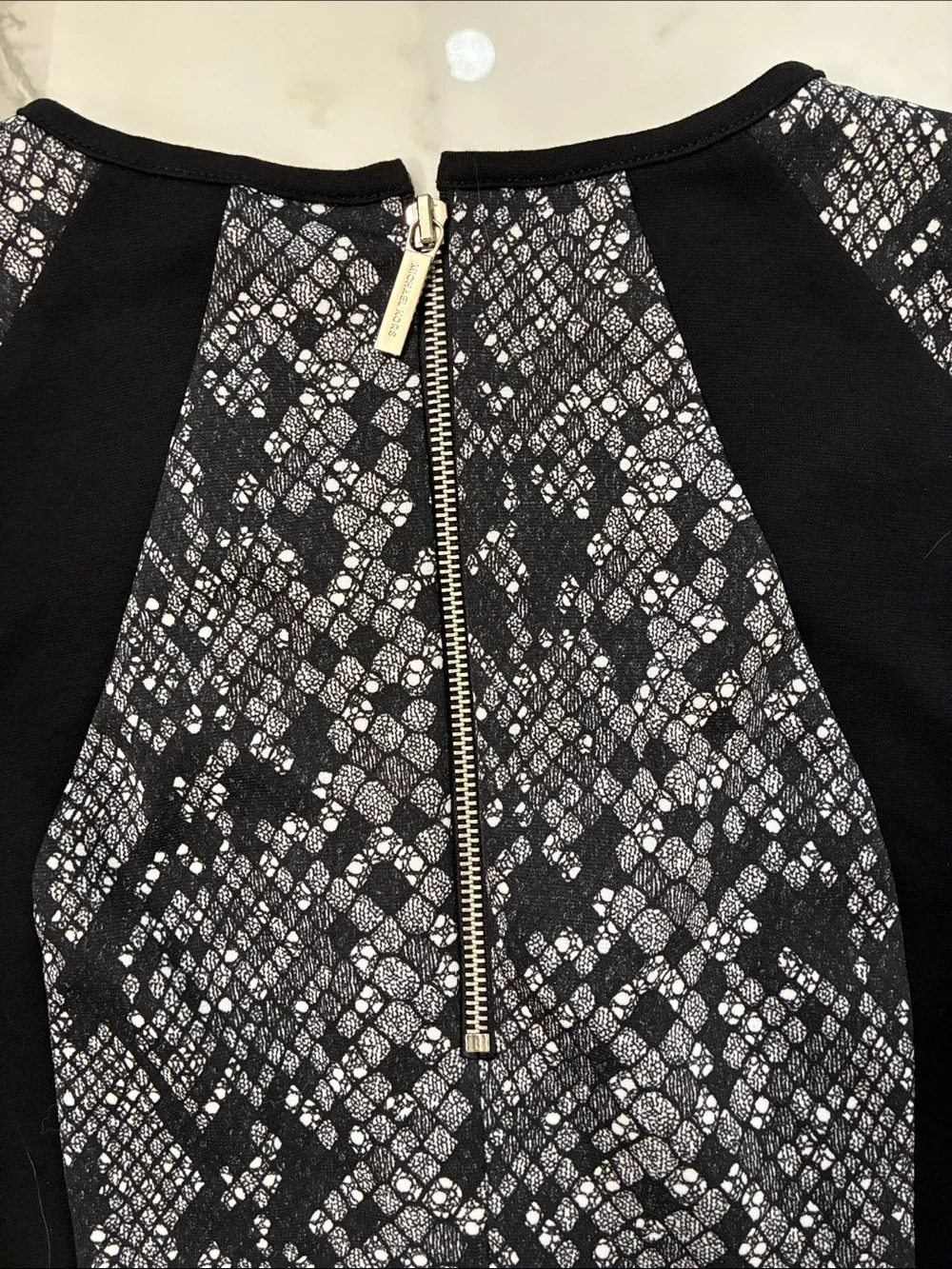 Michael Kors Black & Gray Snake-Print A-Line Dress